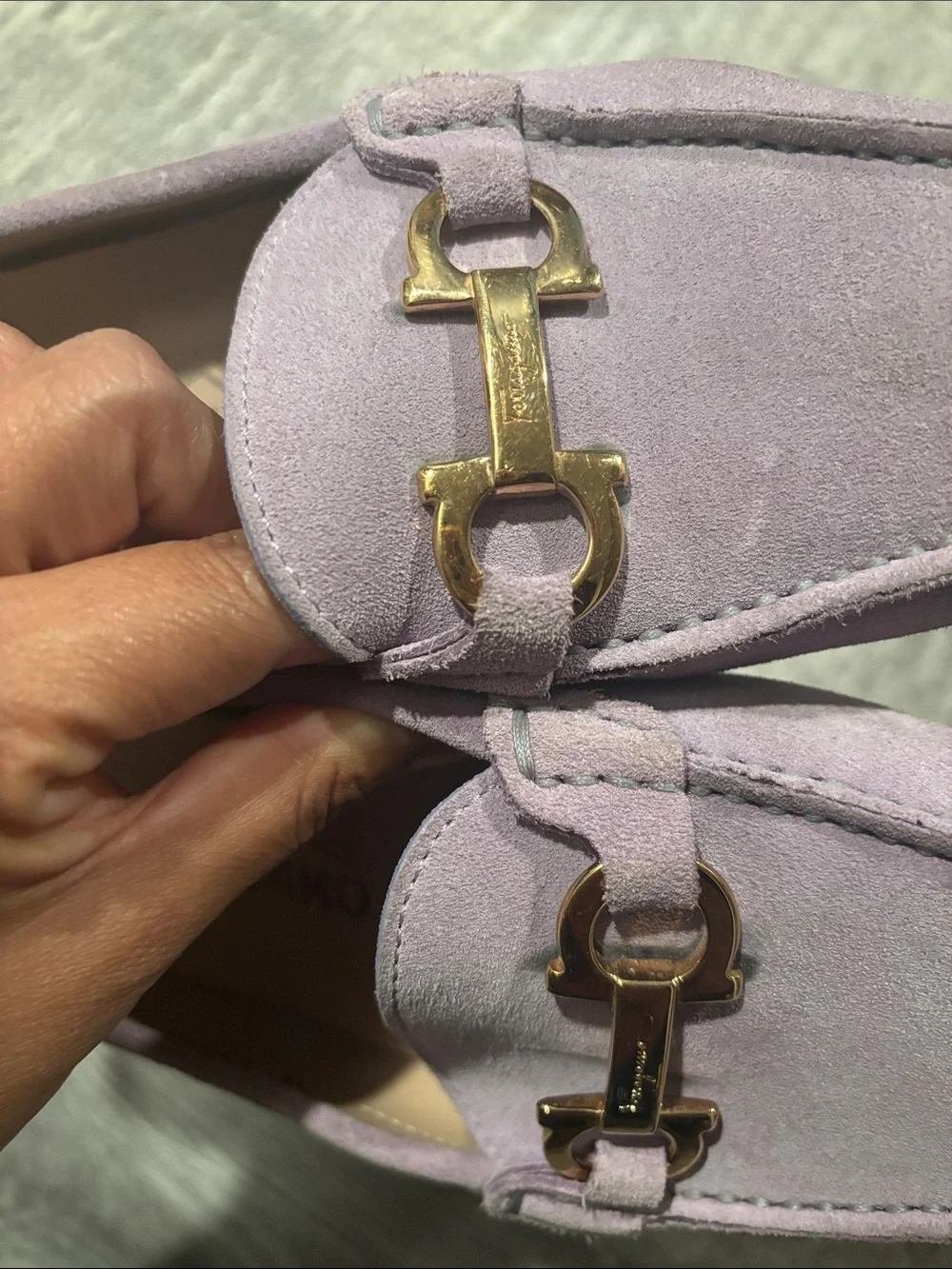 Salvatore Ferragamo Lilac Suede Horsebit Loafers size 7